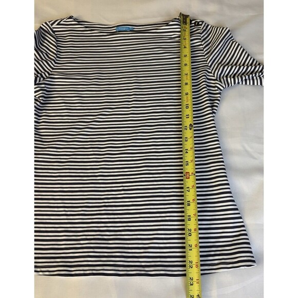 J. MCLAUGHLIN Wavesong Stripe Catalina Cloth Top Small 3/4 Sleeve Button Stretch - Picture 8 of 9
